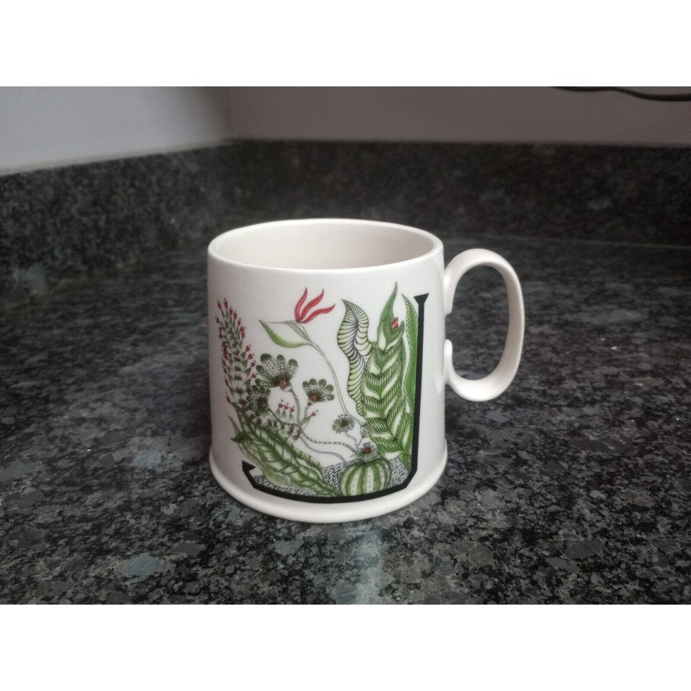 Anthropologie Florence Balducci Letter J Monogram Lg Mug Botanical Retired